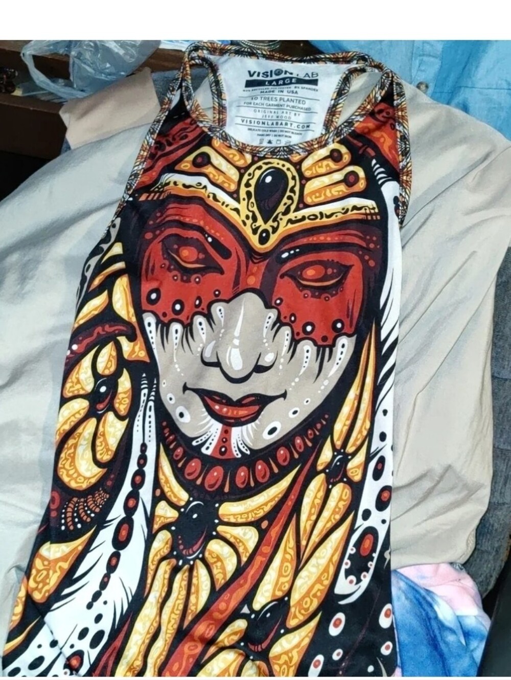 Red & Gold Graphic Racerback Tank Top - Women - Picture 2 of 7